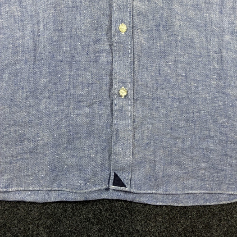 UNTUCKit Mens XXL Relaxed Fit 100% Linen Button Down Shirt Blue Long Sleeve - Picture 8 of 10